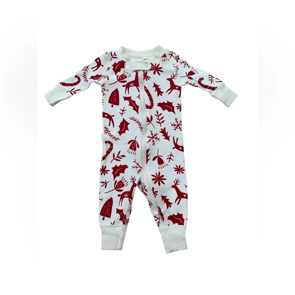 Hanna Andersson Size 50, 0-3 Months Scandi Deer Reindeer Holiday Zip Sleeper